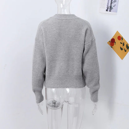 Vintage Knit Women Cardigan Casual Full Sleeve Zipper O Neck Pleated Solid Lady Sweater 2025 Autumn Fashion Female Knitwear - Smarsty