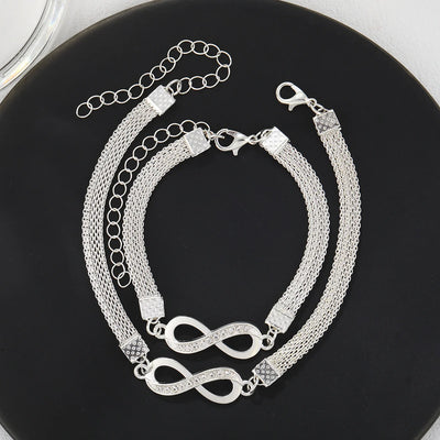 Couple Heart Bracelets Set Silver Matching Jewelry Gift - Smarsty