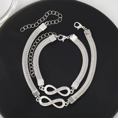 Couple Heart Bracelets Set Silver Matching Jewelry Gift - Smarsty