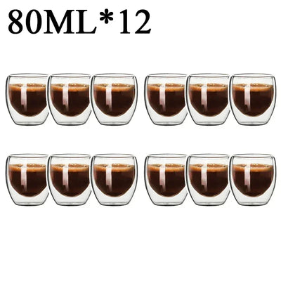 Double Wall Borosilicate Glass Mugs Set Heat Resistant - Smarsty