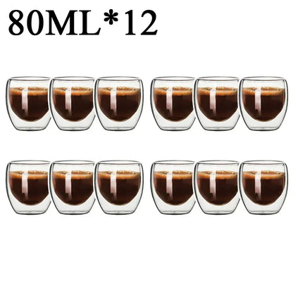 Double Wall Borosilicate Glass Mugs Set Heat Resistant - Smarsty
