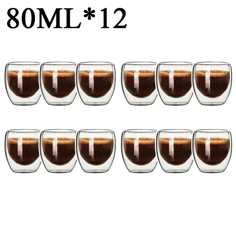 Double Wall Borosilicate Glass Mugs Set Heat Resistant - Smarsty