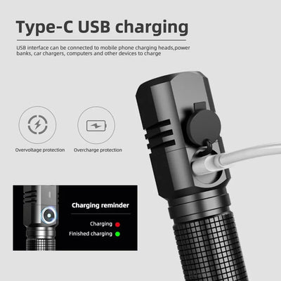 Mini Flashlight XHP50 LED USB C Rechargeable 16340 18650 Battery Flashlight 1500lm Powerful Torch Can Be Closed with One Click by Smarsty