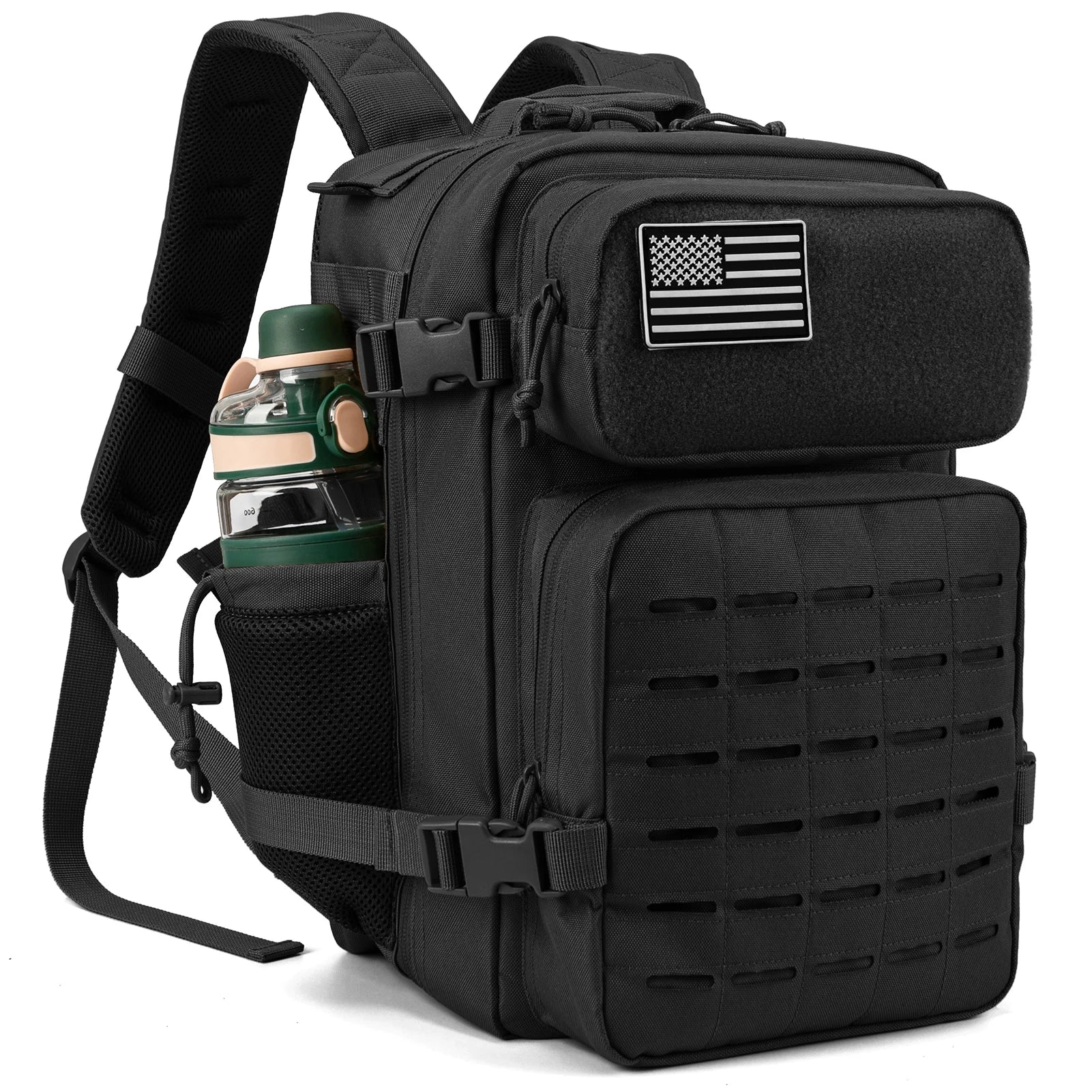 25L Tactical Backpacks for Men survival Laser Cut Molle Daypack Small Bug Out Bag Gym Hking Rucksack with Dual Cup Holders - Smarsty