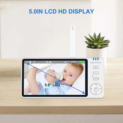 5 Inch Video Baby Monitor With Camera PTZ Zoom Babyphone Cam Security Protection Surveillance Cameras Temperature Sensor Lullaby by Smarsty