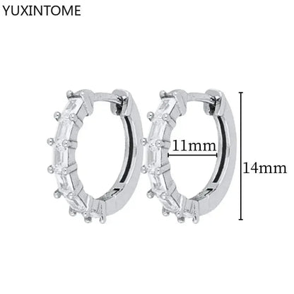 925 Sterling Silver Hoop Earrings White Crystal Luxury - Smarsty