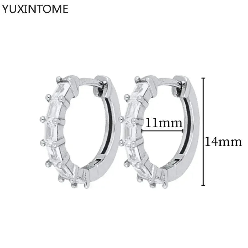 925 Sterling Silver Hoop Earrings White Crystal Luxury - Smarsty