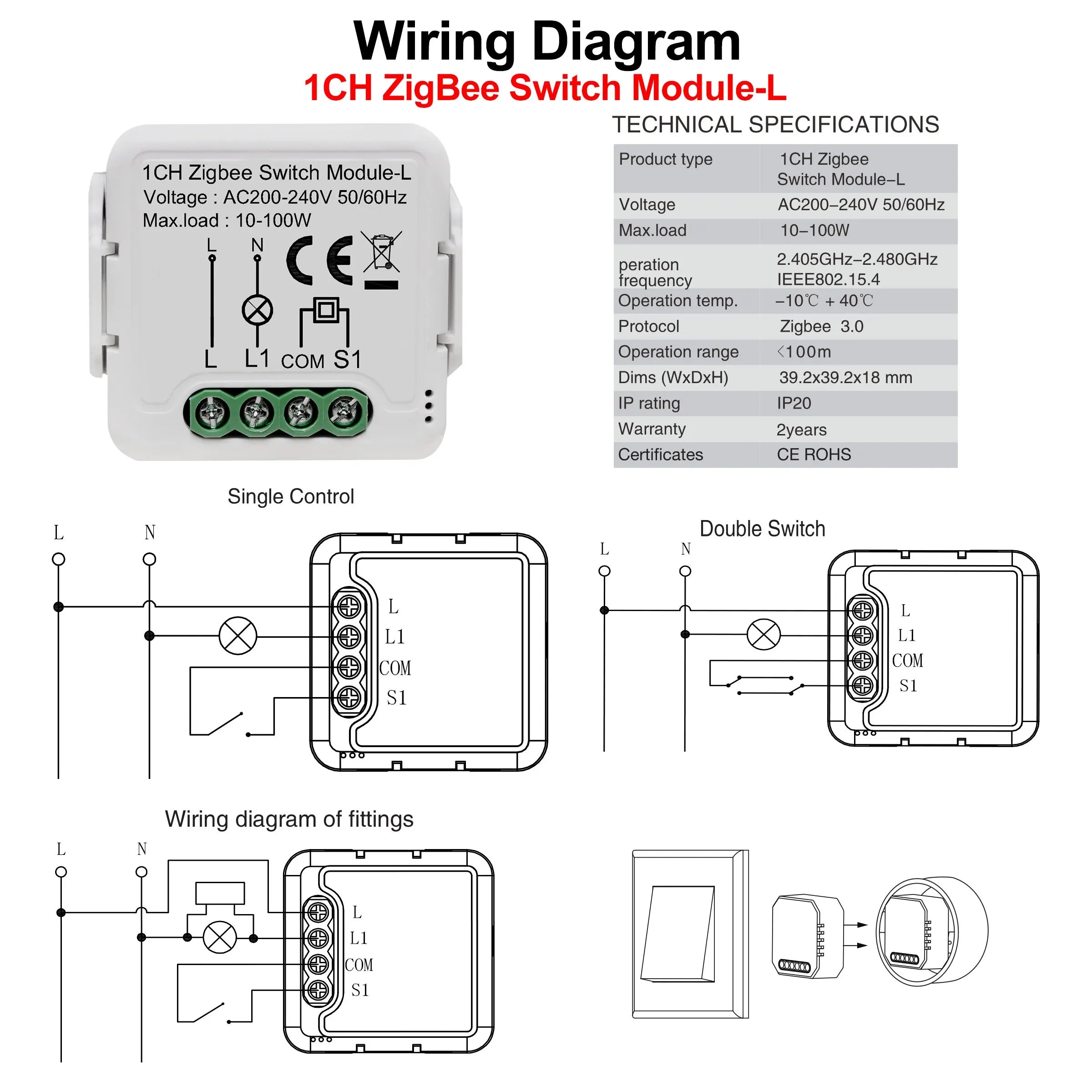 GIRIER Tuya ZigBee Smart Switch Module No Neutral Required - Smarsty