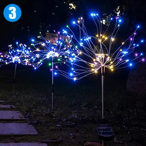4 Pack Solar Firework String Lights - IP65 Waterproof 8 Modes w/Remote, Outdoor Christmas Decor for Garden/Patio/Party
