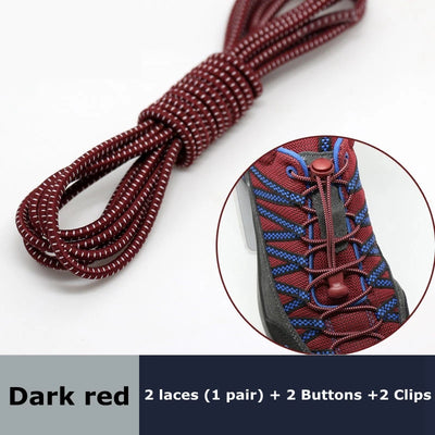 Round Elastic Shoelaces Suitable For Various Shoe Accessories No Tie Shoelace Fixed Stretching Locking Lazy laces 1 Pair - Smarsty