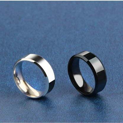 Stainless Steel Black Wedding Band Ring for Couples - Smarsty
