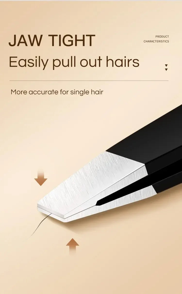 CNK Stainless Steel Black Eyebrow Tweezer for Precision Hair Removal - Smarsty