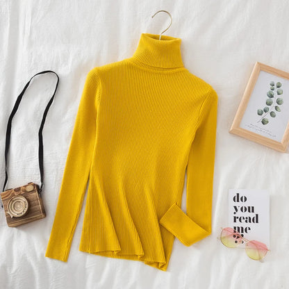 2025 Women Turtleneck Sweater Knitted Soft Pullovers Cashmere Jumpers Basic Solid Soft Sweaters Women Autumn Winter Casual Top - Smarsty
