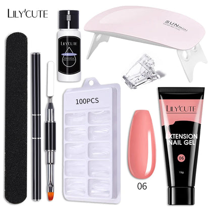 LILYCUTE Nail Gel Set with 6W LED Lamp for Quick Manicure - Smarsty