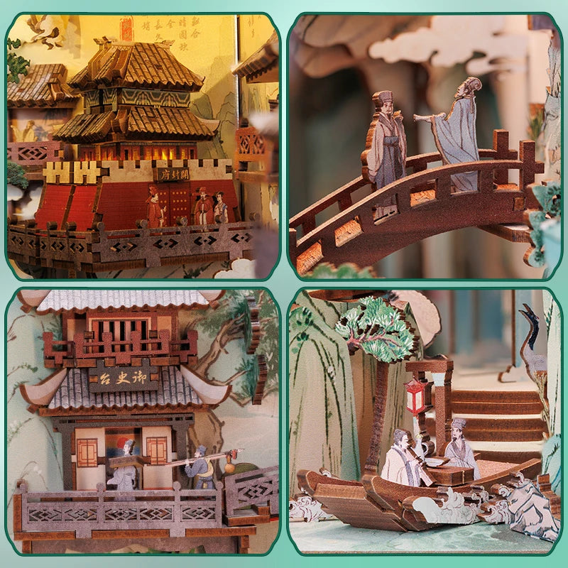 CUTEBEE Antiquity Book Nook Chinese Style Doll House Kit with Touch Light Dust Cover 3D Puzzle Toy Gift Ideas Su Dongpo's Life by Smarsty