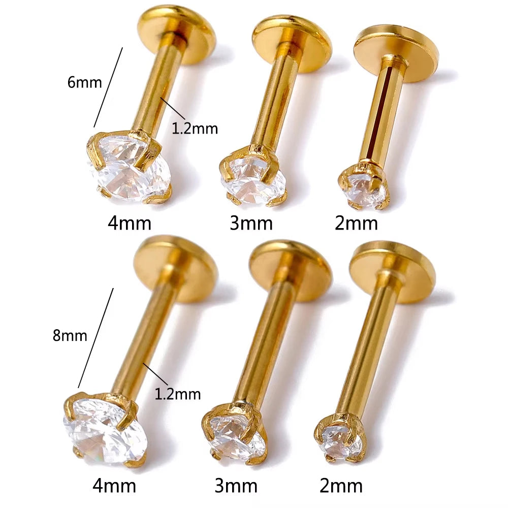 Labret Tragus Stud 16G Surgical Stainless Steel CZ Crystal - Smarsty