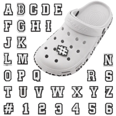 1 Pcs Letter Shoe Charms for Clog Sandals Shoe Decoration Number Alphabet Characters DIY Shoes Pins for Boy Girl Men Women - Smarsty