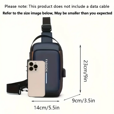 Mens Sling Bag With Phone Pocket Crossbody Zip Closure - Smarsty