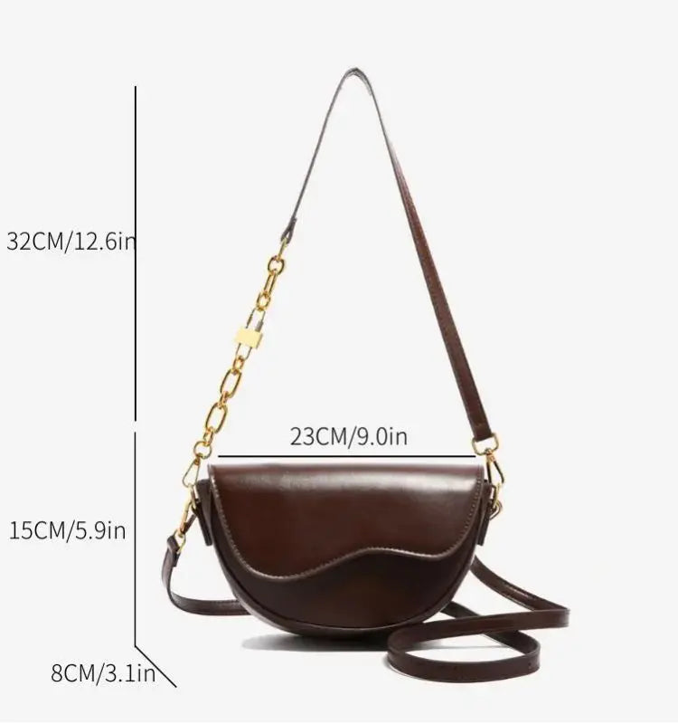 Small Leather Saddle Bag For Women Crossbody Vintage Style - Smarsty