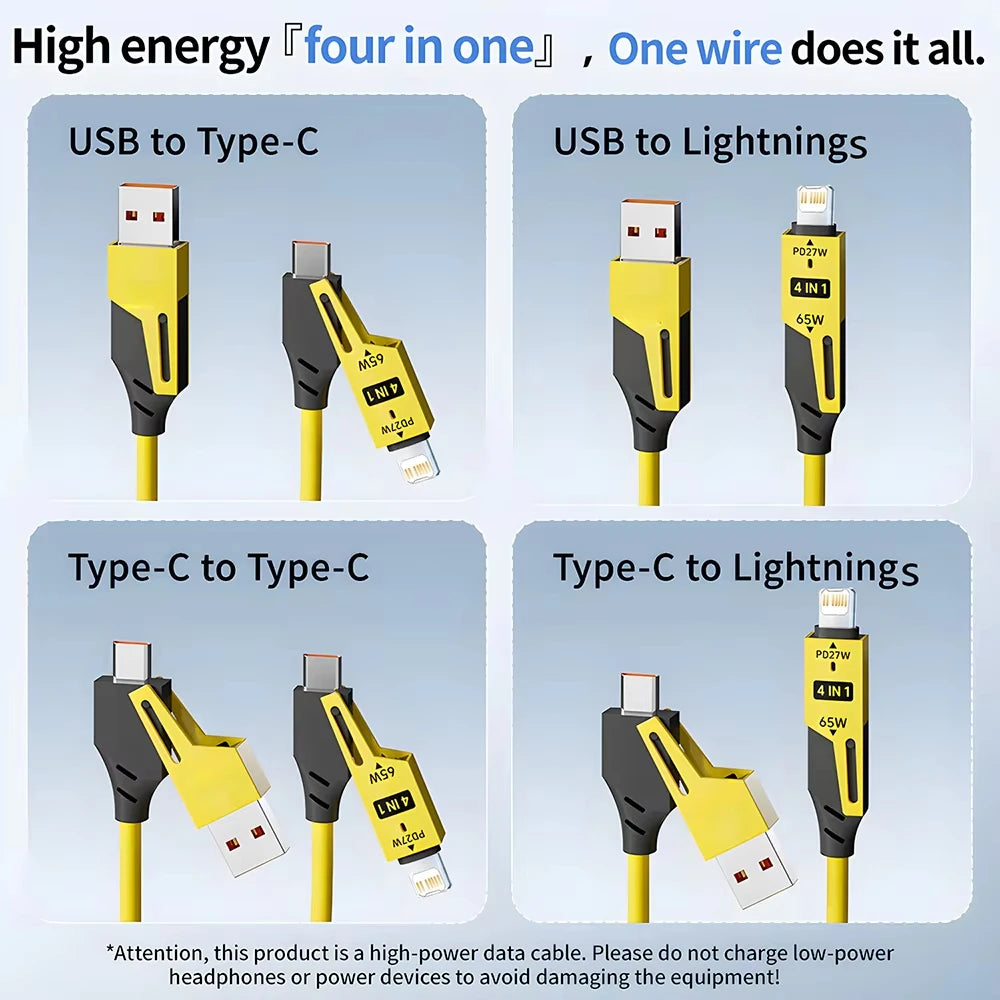 NNBILI 4 in 1 65W Quick Charger Data Cable - Smarsty