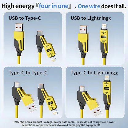NNBILI 4 in 1 65W Quick Charger Data Cable - Smarsty