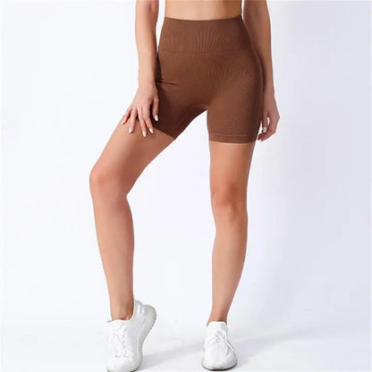 High-waisted Yoga Pant For Women, Designed To Lift And Shape, Tight-fitting With Solid Color And Ribbed Texture, Sports  Shorts - Smarsty