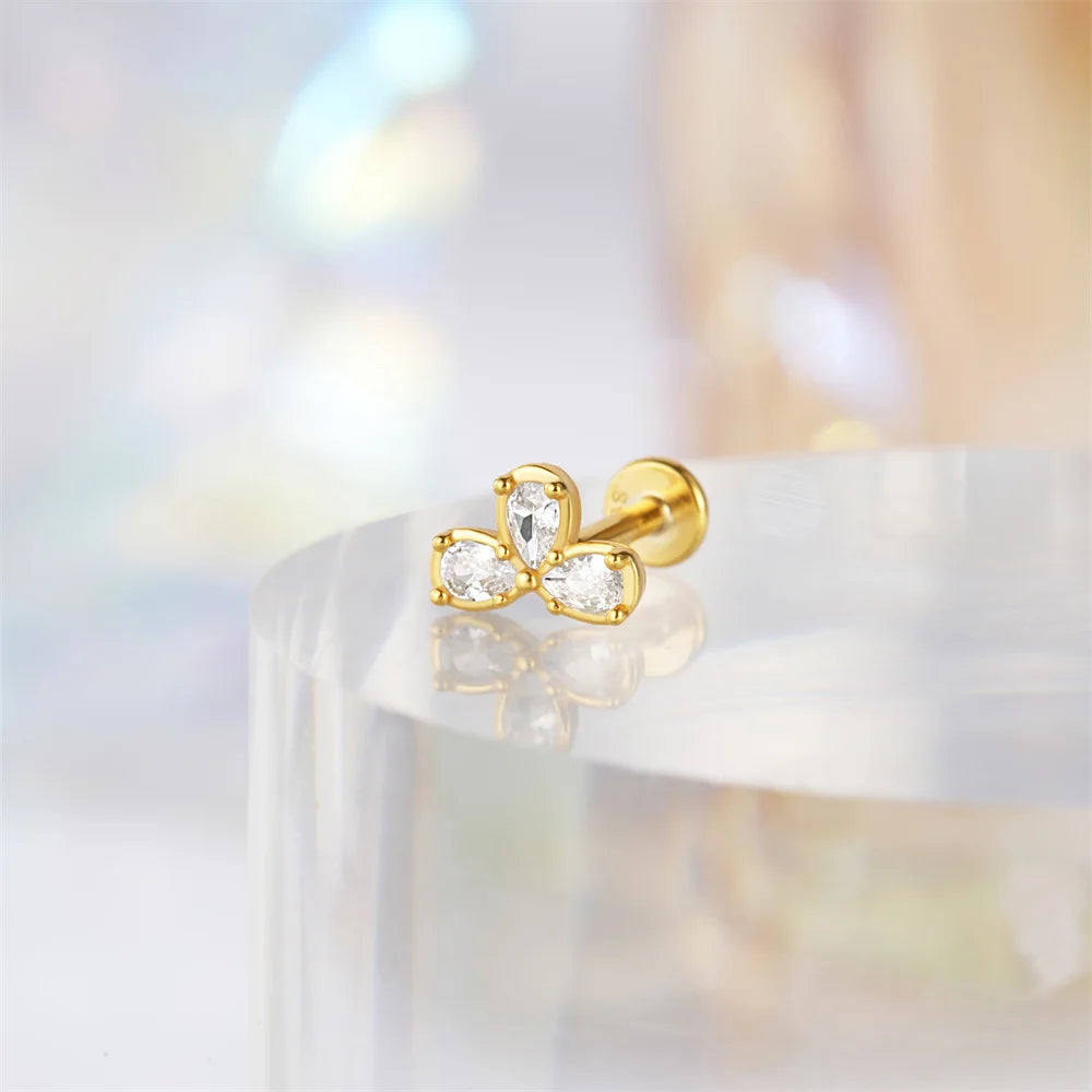 Sterling Silver Heart Zircon Stud Earrings Elegant Gift - Smarsty