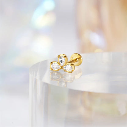 Sterling Silver Heart Zircon Stud Earrings Elegant Gift - Smarsty