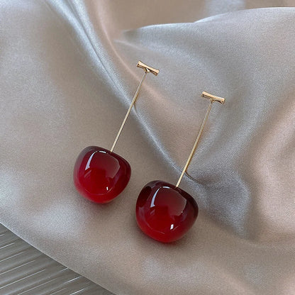 Delicate Sweet Red Cherry Drop Earrings for Women Fashion - Smarsty