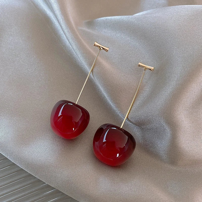 Delicate Sweet Red Cherry Drop Earrings for Women Fashion - Smarsty