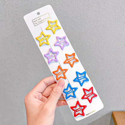 Cute Colorful Star Hair Clips Set for Girls - Smarsty