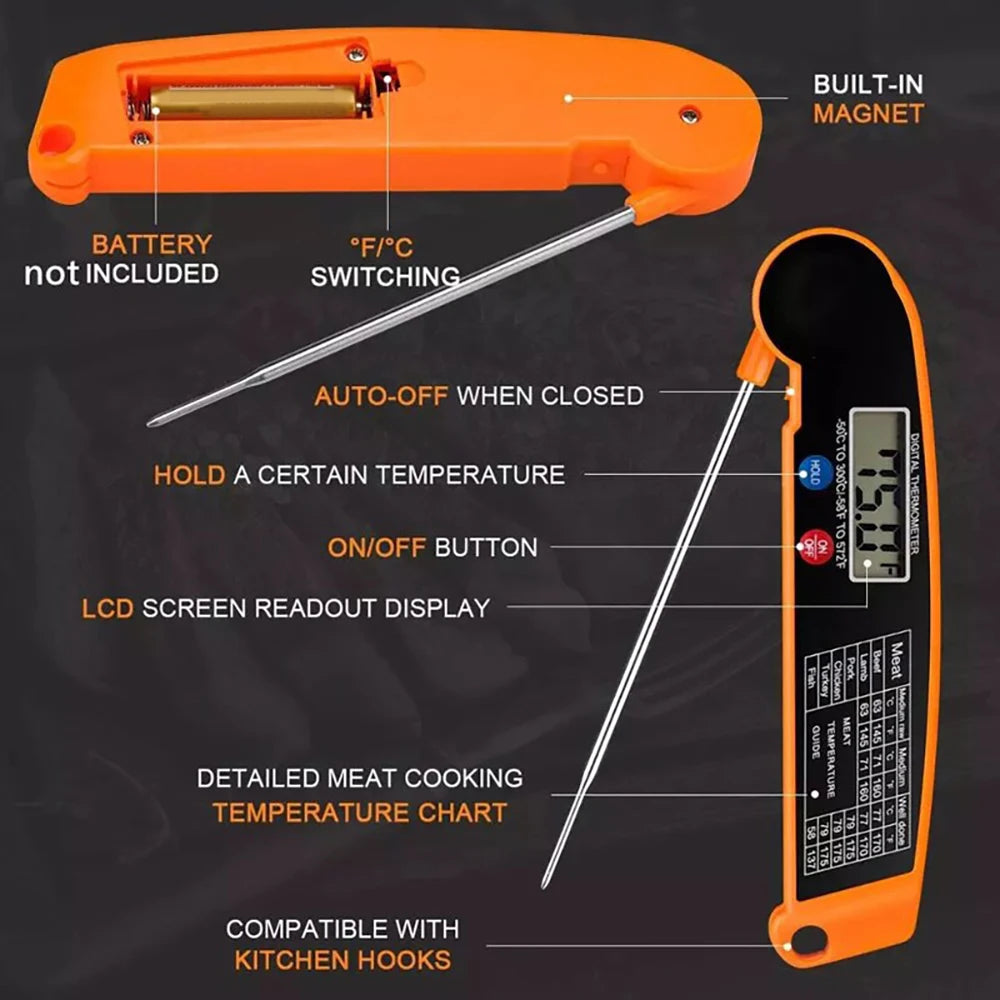 Foldable Digital Food Thermometer for Perfect Cooking - Smarsty