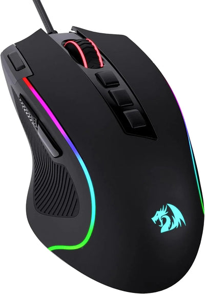 Redragon M612 Predator RGB Gaming Mouse 8000 DPI Wired Optical with 11 Programmable Buttons, White - Smarsty