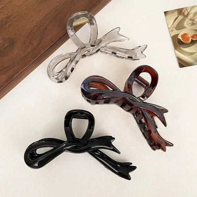 13cm Acrylic Bow Hair Claw Clip Glossy Strong Grip Women - Smarsty