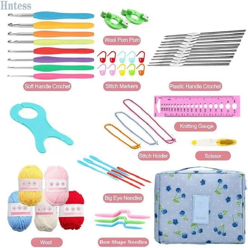 Portable Crochet Knitting Set with 59 Pieces and Storage Bag - Smarsty