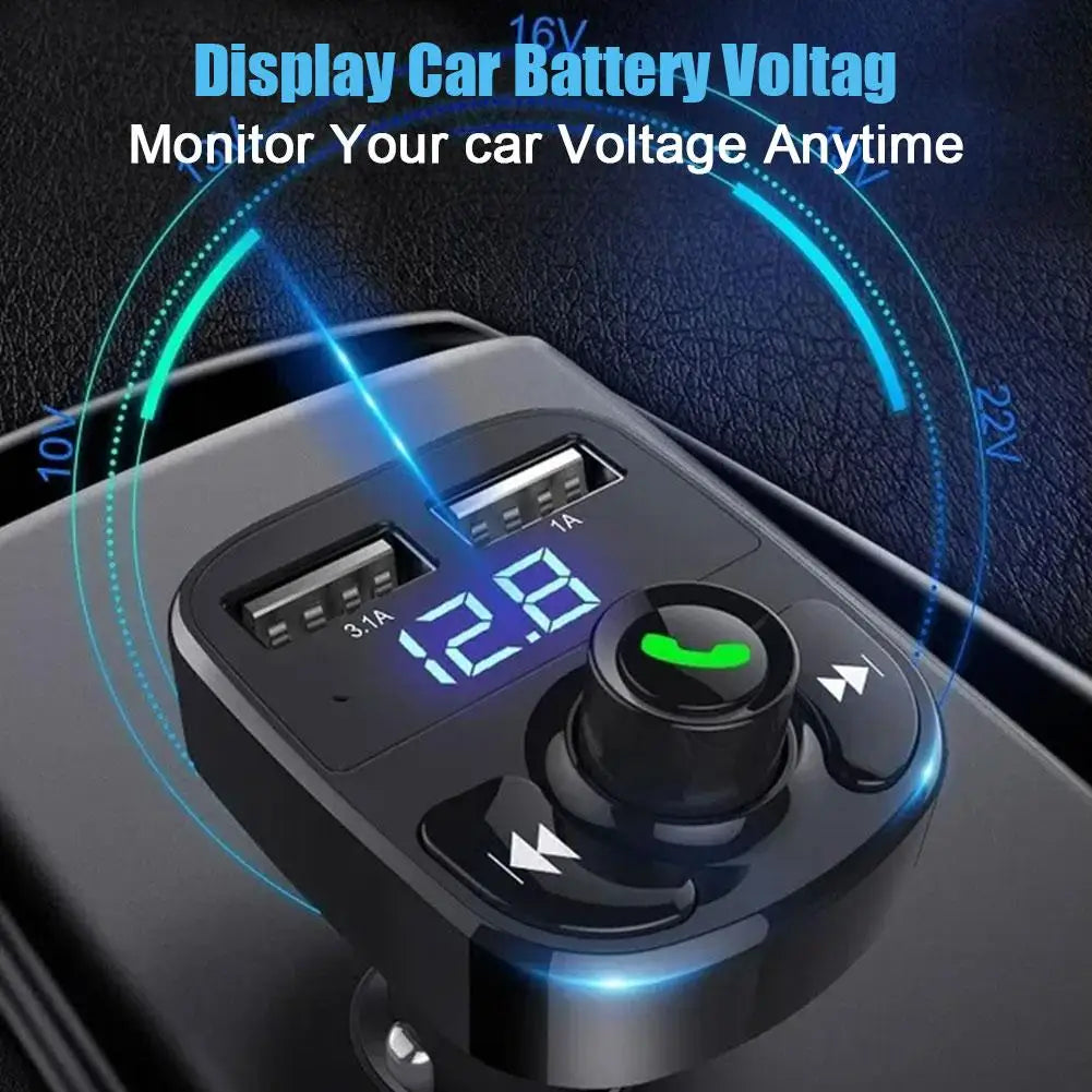 Wireless Bluetooth Car Charger With FM Transmitter Dual USB - Smarsty