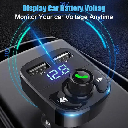 Wireless Bluetooth Car Charger With FM Transmitter Dual USB - Smarsty