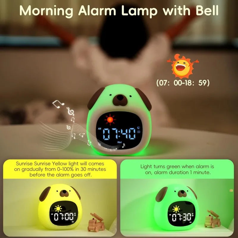 Puppy-Shaped Kids Alarm Clock with Night Light - Smarsty