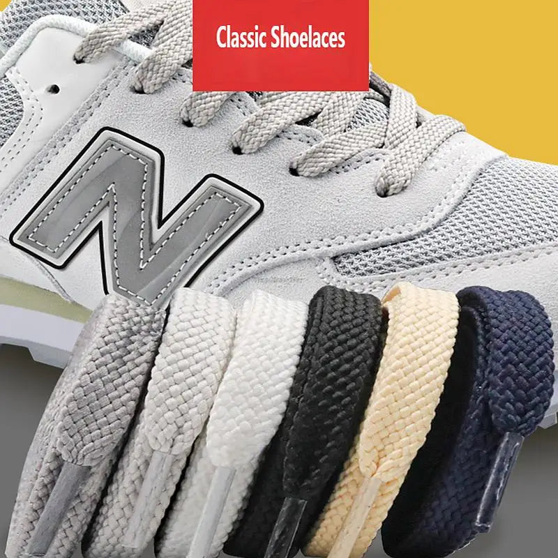 New Flat Classic Shoelaces for Sneakers Casual Shoe laces White Black Sports Shoelace Shoes Balanc String Shoe Accessories - Smarsty