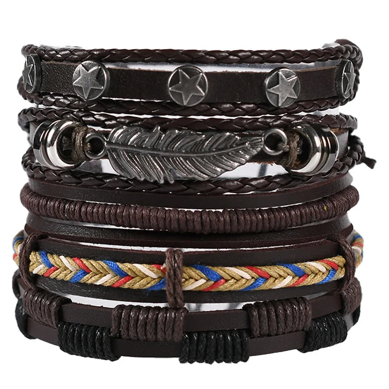 Viking Leather Bracelet For Men Adjustable Skull Design - Smarsty