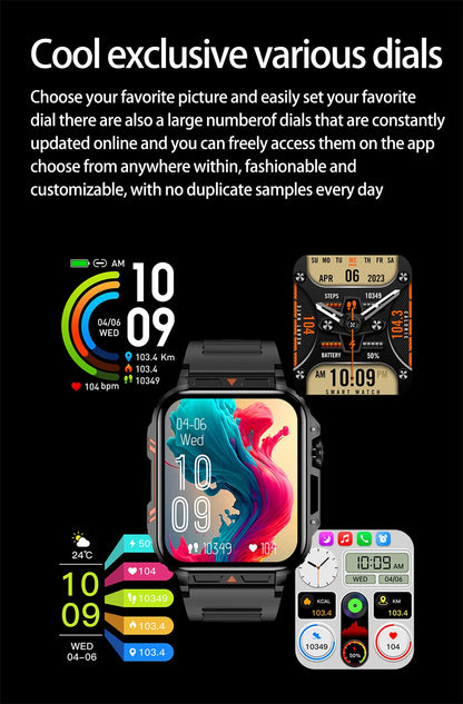 2024 Outdoor Military Smart Watch with IP68 Waterproof - Smarsty