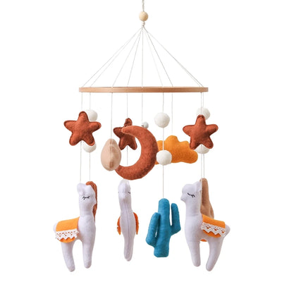 Wooden Crib Mobile Baby Bed Bell Rattle Toy Soft Felt Cartoon Bear Mobile Hanging Newborn Music Box Bed Bell Hanging Bracket Toy by Smarsty
