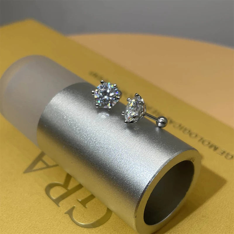 Moissanite Studs 0.5 To 2Ct Sterling Silver Screw Back - Smarsty