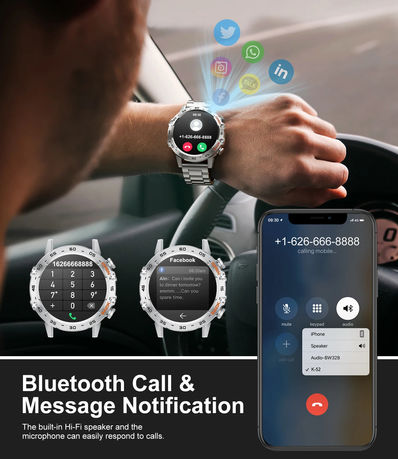 LIGE 1.39 Inch Bluetooth Smart Watch for Men - Smarsty