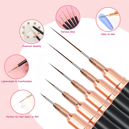 Professional Nail Art Liner Brushes Set for Precision Detailing - Smarsty