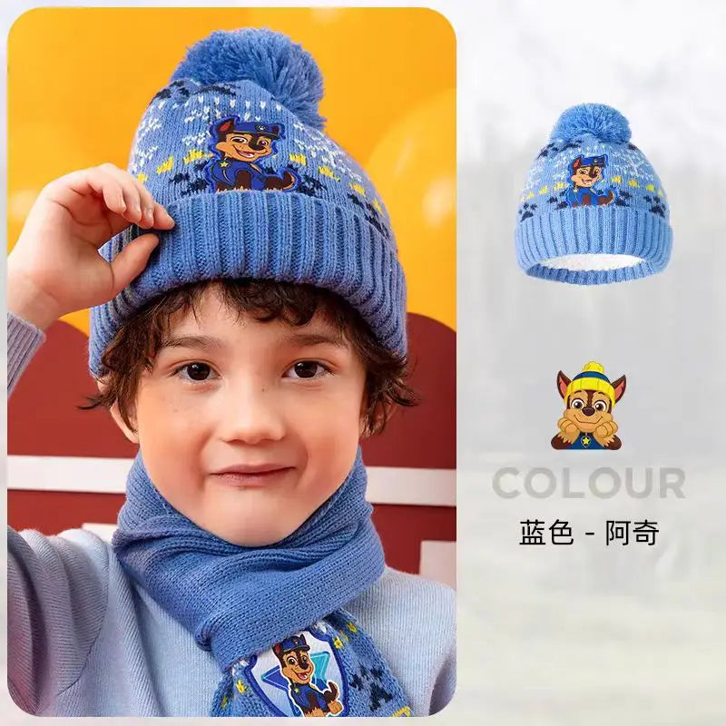 Kids Winter Hat Glove Set Scarf Cartoon Rescue Dogs - Smarsty
