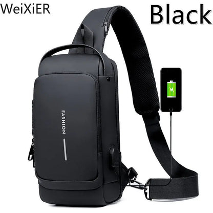 Anti Theft Chest Bag With USB Charging Crossbody For Men - Smarsty