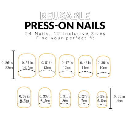 Medium White Square Press On Nails 24PCS for Parties - Smarsty