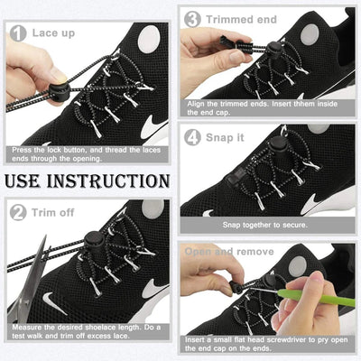 Round Elastic Shoelaces Suitable For Various Shoe Accessories No Tie Shoelace Fixed Stretching Locking Lazy laces 1 Pair - Smarsty