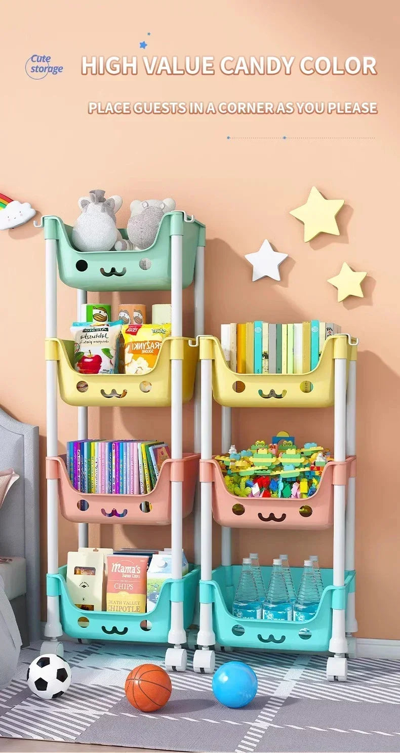 Storage Trolley Bookshelf Snack Rack For Children Storage Organizer Bathroom Accessories Closet Organizer Toy Kitchen Storage by Smarsty